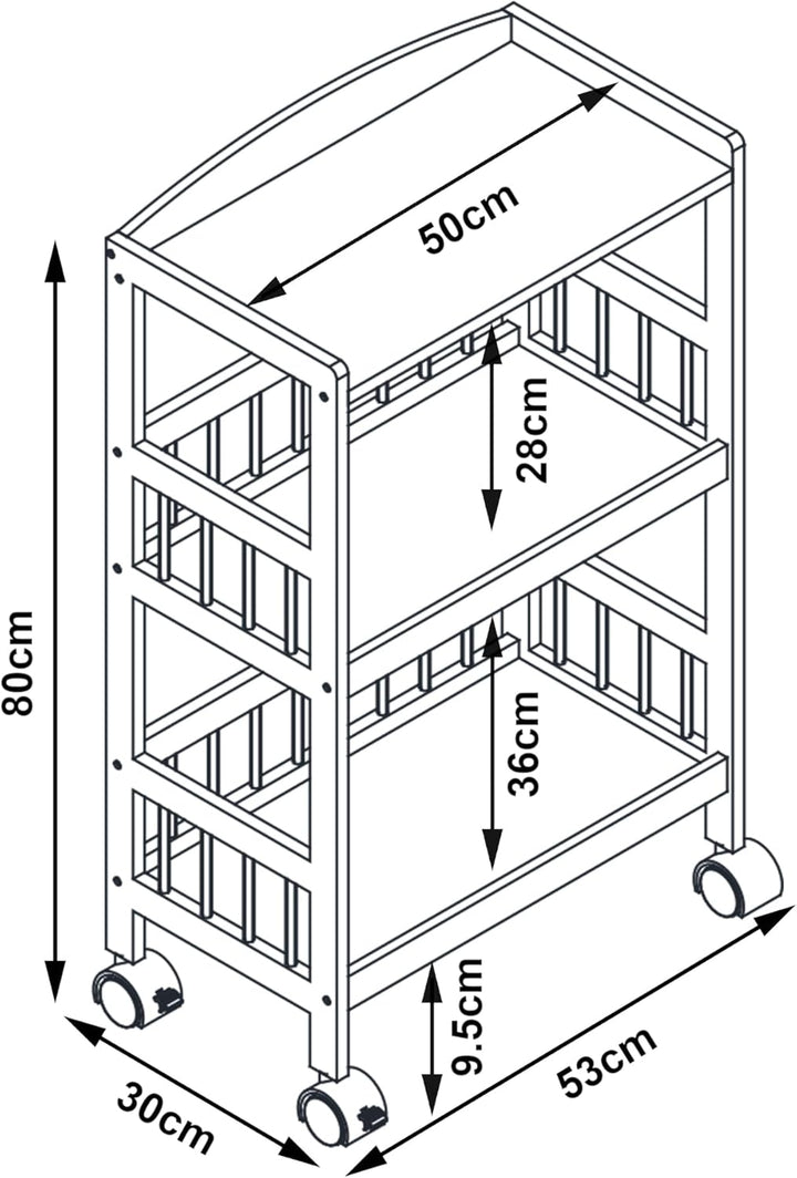 [en.casa] Servierwagen Huddinge Rollwagen mit 3 Ebenen Küchenwagen Bambus Aufbewahrungsregal mit Rol