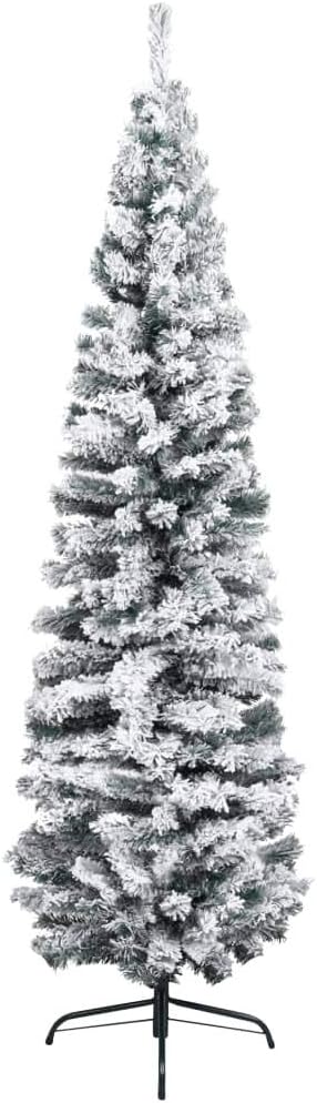 vidaXL Schlanker Künstlicher Weihnachtsbaum Beschneit Christbaum Tannenbaum Dekobaum Kunstbaum Weihn