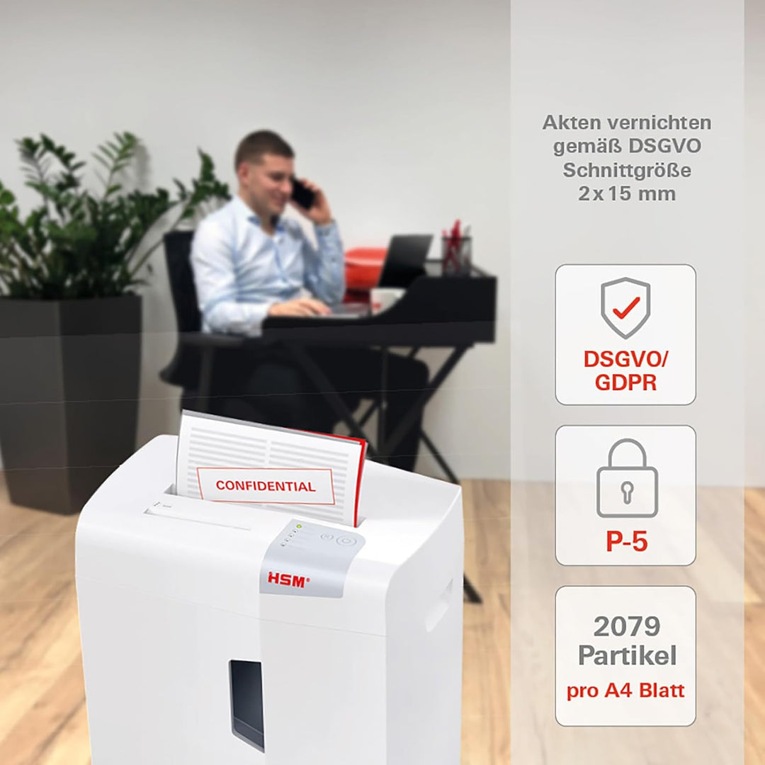 HSM shredstar X12pro Office Aktenvernichter, Partikelschnitt P5, 12 Blatt, mit separatem CD Schredde