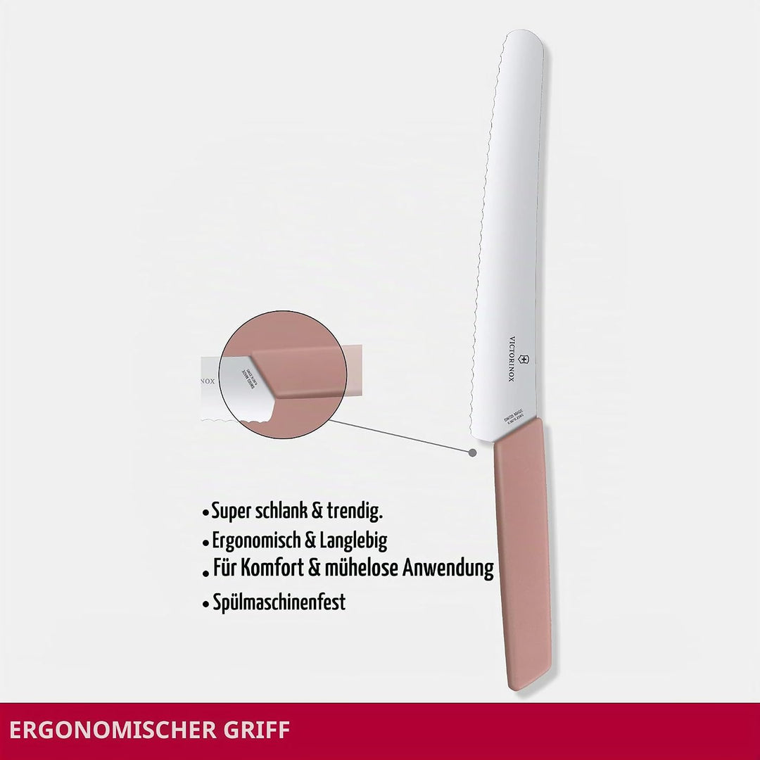 Victorinox, Swiss Modern, Profi Brot- und Konditormesser, Extra Scharfe Klinge, Wellenschliff, 22 cm