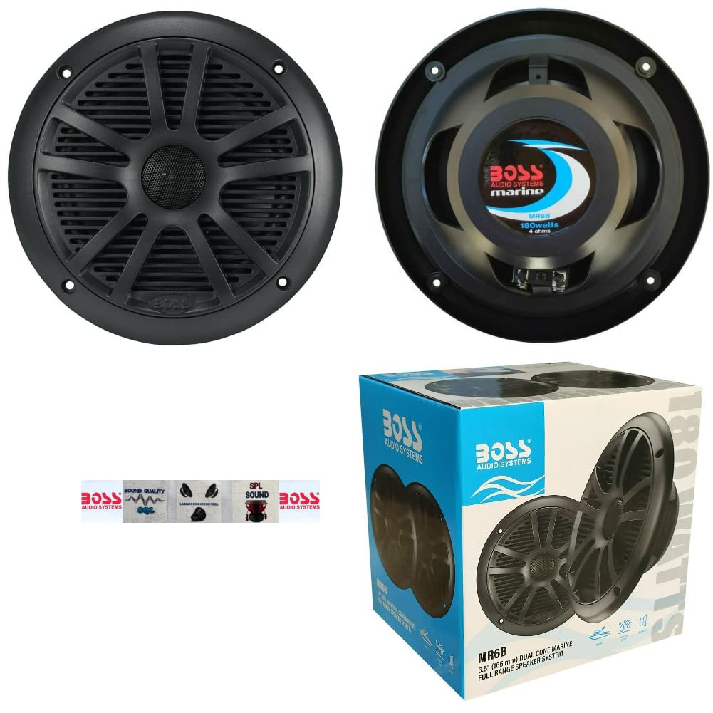 KIT-Set FÜR BOSS Audio Systems MR6B 2 Doppelkonus-Marinelautsprecher 6,5 Zoll 16,50 cm 165 mm 90 Wat