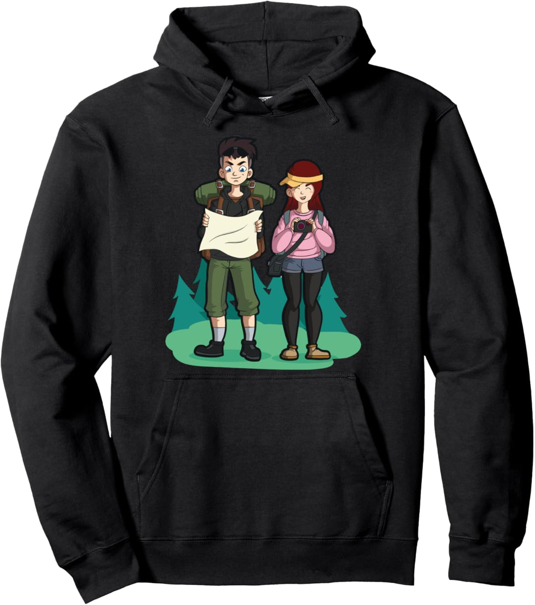 Abenteuer paar macht Urlaub in den Bergen Pullover Hoodie