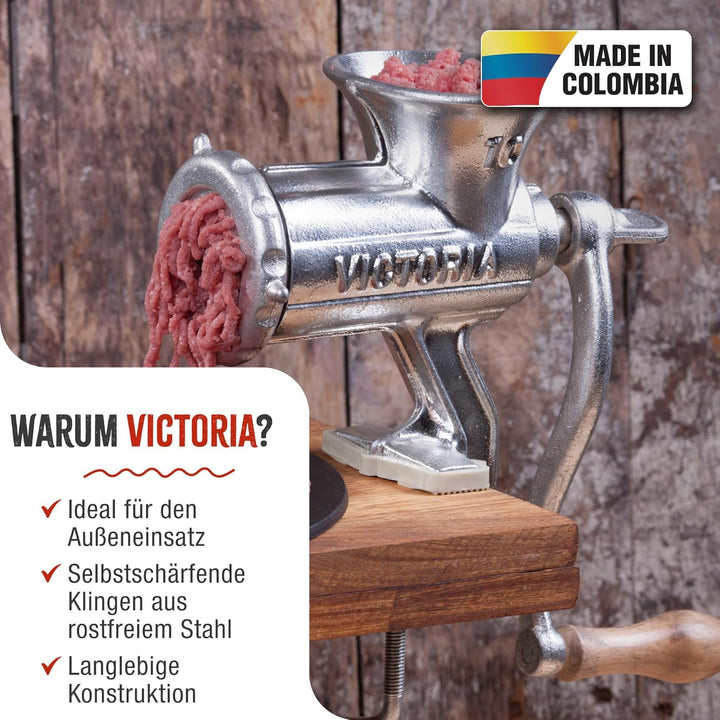 Victoria Manueller Fleischwolf, Wurstfüller, Wurst, Chorizo, Wurstwolf, Gusseisen, Grösse 10, Fleisc