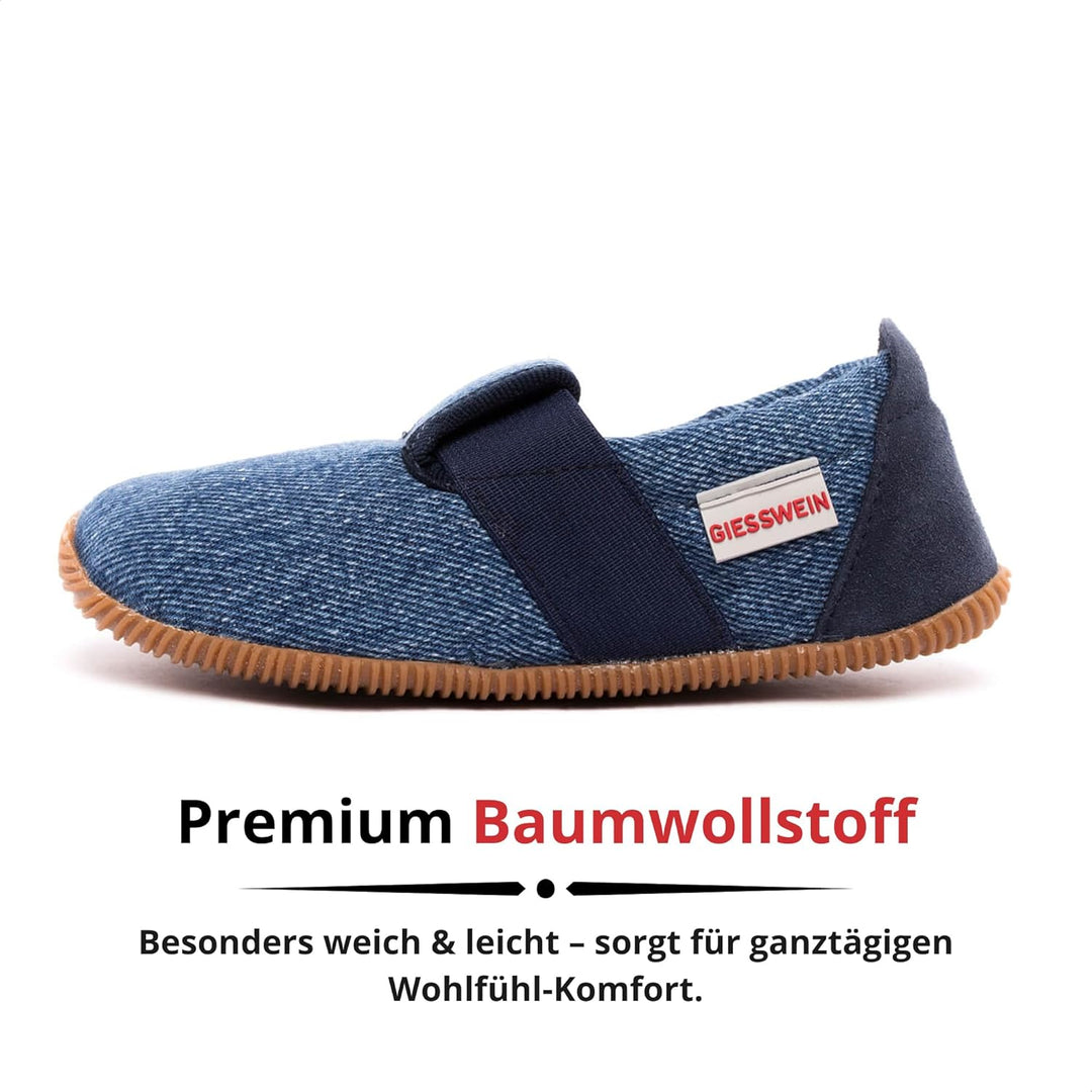 GIESSWEIN Kinder Hausschuhe Söll Slim-Fit - Baumwoll Slippers für Mädchen & Jungen, rutschfeste Kind