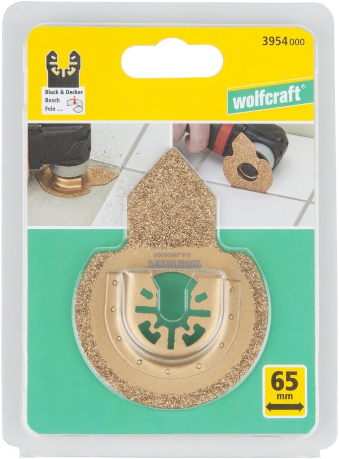 wolfcraft |Schleifschneider „PRO“ HM-bestreut, Universal-Aufnahme, Mörtelreste und Zementfugen - Ø65