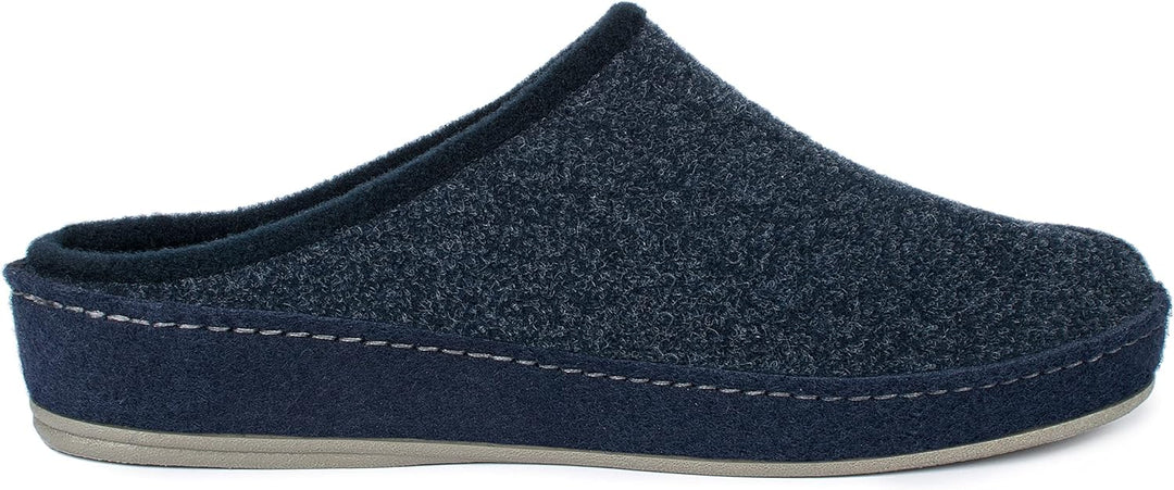 SCHAWOS Herren Filz Hausschuh 6030 mit Fussbett Feste Sohle rutschhemmend 40 EU Marine, 40 EU Marine
