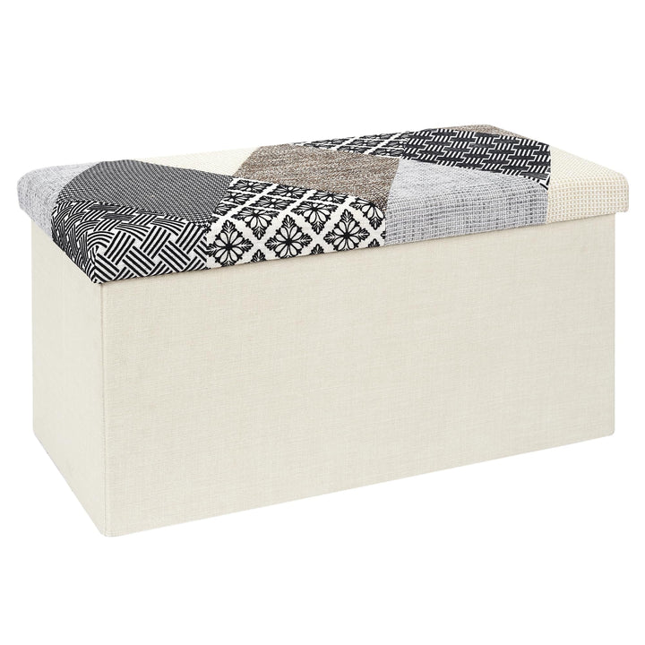 HOME DECO FACTORY Chest, Bench, Patchwork, Grey, Bench, Foldable, for Living Room, Bedroom, Dining R