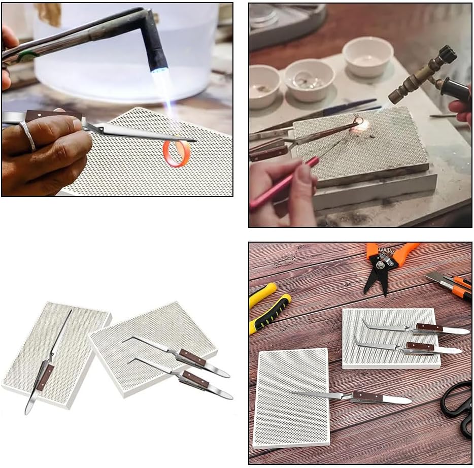 Schmuck-Lötset mit 3 Lötpinzetten, 2 Keramik-Lötplatten, 1 Kupferzange (Stil 2), Silberschmiedebedar