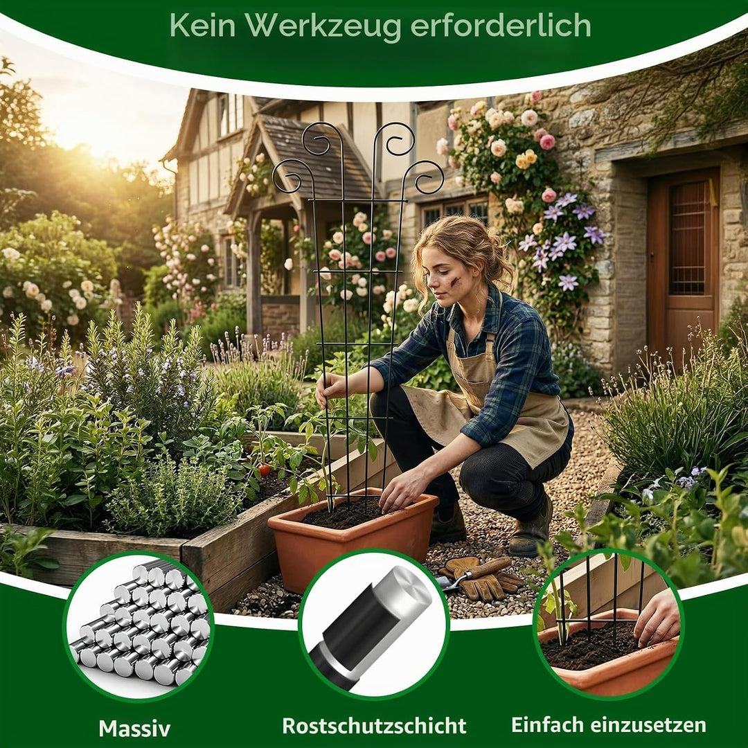 Thealyn 4er-Pack 81cm/32 Zoll Innenpflanzenspalier für kletternde Topfpflanzen, Outdoor-Metall-Garte