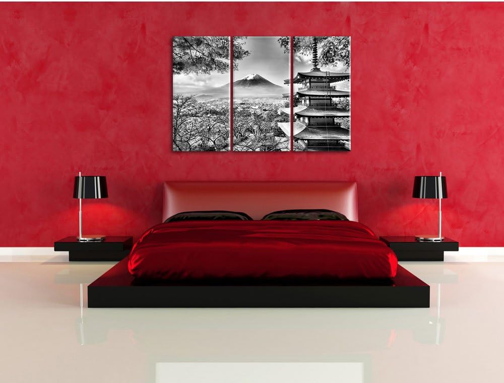 Pixxprint Japanischer Tempel im Herbst als Leinwandbild/Grösse: 3 Teilig (120x80) cm/Wandbild/Kunstd