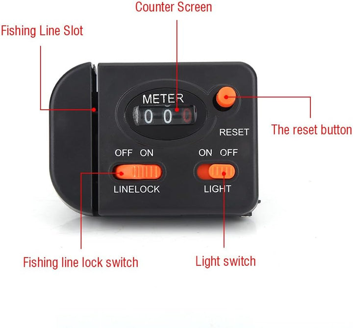 VGEBY Angelschnurzähler, Clip-On Digital Angelschnurfinder Mechanischer Zähler Angelzubehör Schnurzä