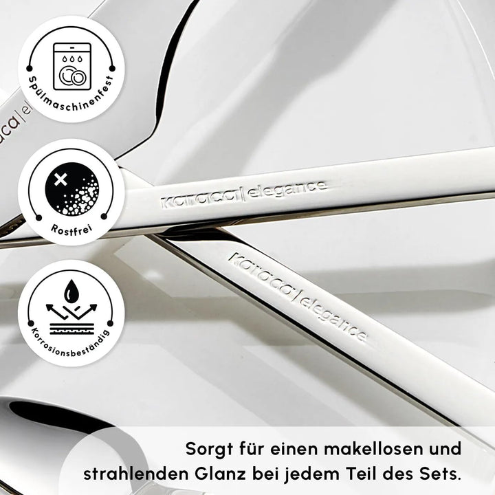 Karaca Sedir Elegance Besteck Set 12 Personen Spülmaschinenfest Essbesteck, 84 teilig Silver Besteck