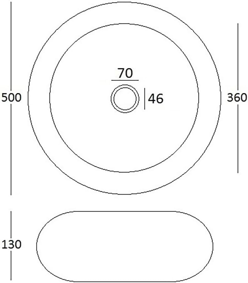 NEG Waschbecken Uno22A (rund) Aufsatz-Waschschale/Waschtisch (weiss) mit breitem Rand und Nano-Besch