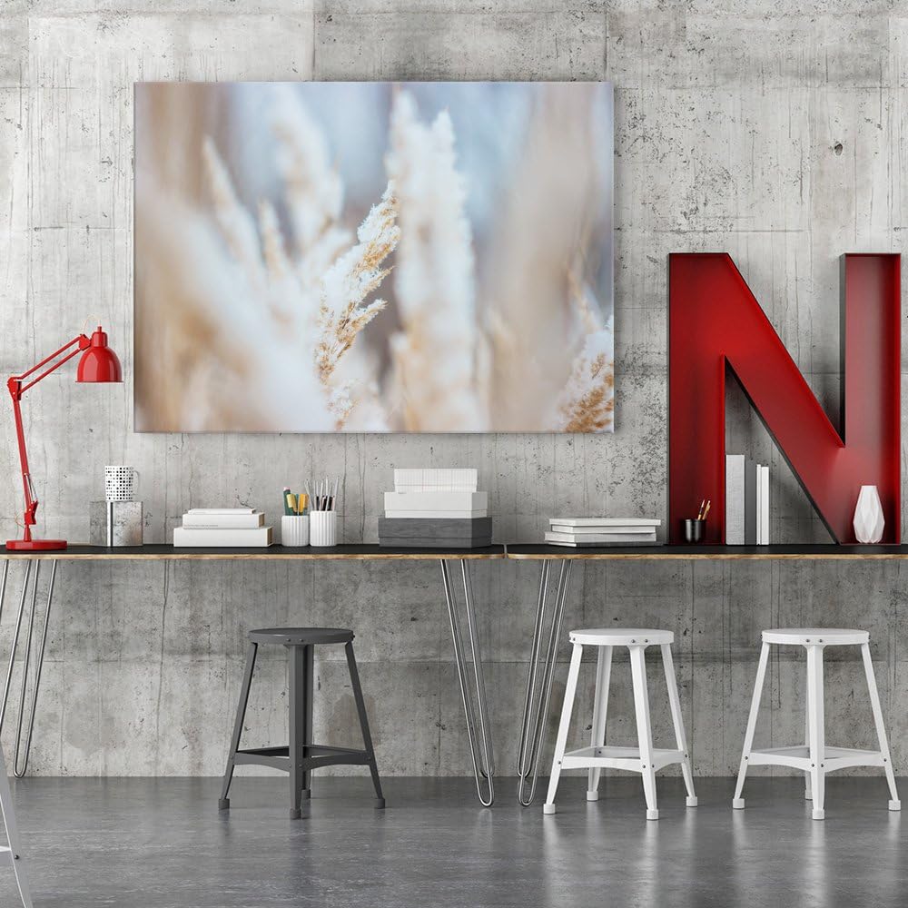 Feeby. Wandbilder - 1 Teilig- 60x80 cm - Bilder Kunstdrucke Deko Panel, GRAS, NATUR, WEIss, 60x80 cm