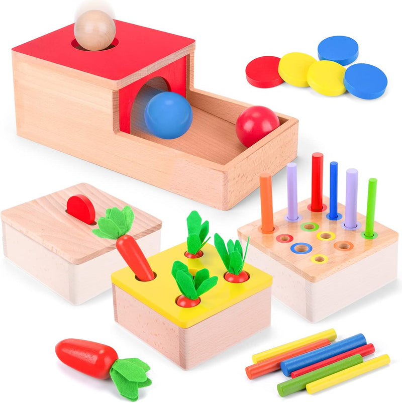 Holzspielzeug ab 1 Jahr | 4 in 1 Montessori Spielzeug Baby Motorikspielzeug ab 10 Monate Jungen Mädc