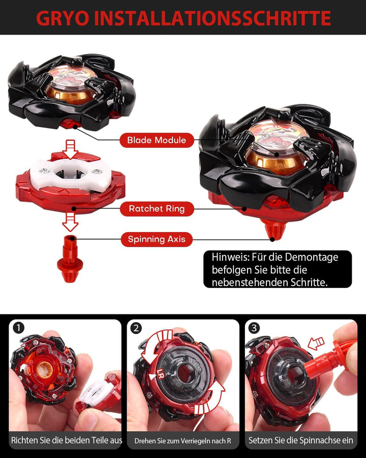 Kreisel X Set, 12 Kampfkreisel, 3 Launchers und 1 Griff, Kinderspielzeug Geburtstagsgeschenk mit Auf