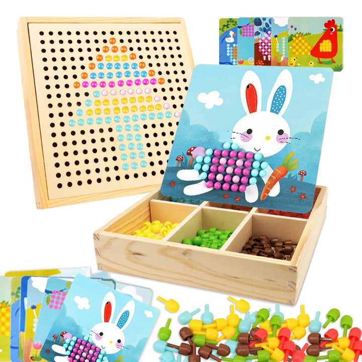 Gohytal Mosaik Steckspiel für Kinder, Spielzeug ab 2 3 4 5 Jahre Holz Mosaik Bastelset Kinder Pegboa