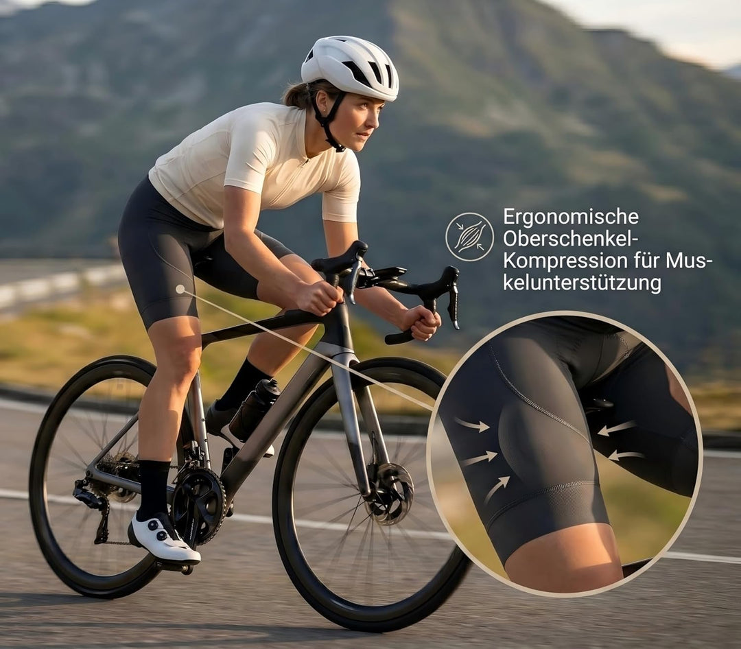 Lo.gas Damen Radhose 3D Gel gepolsterte Trägerhose mit breitem Bund für Radfahren, Spinning, Rennrad