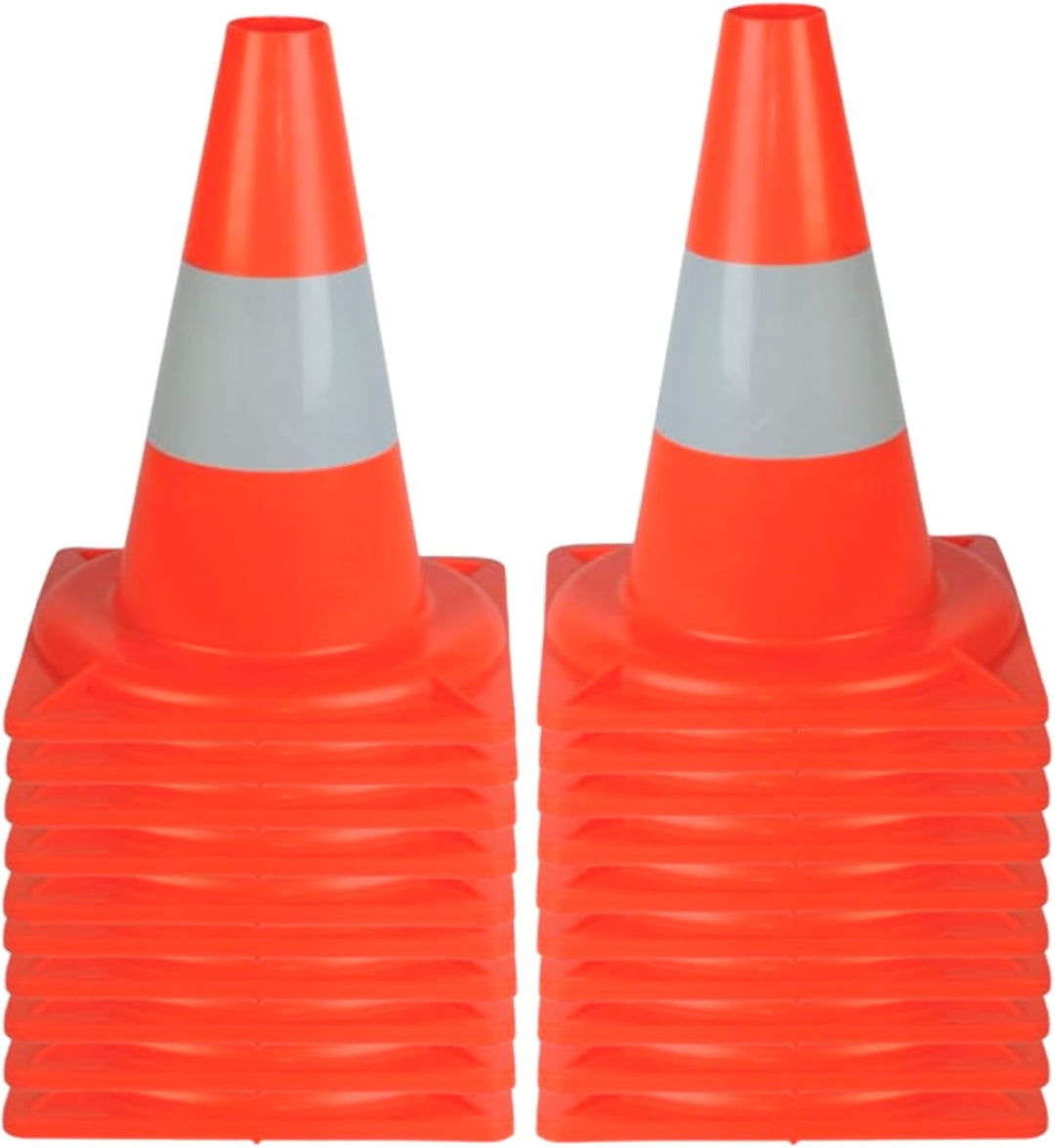 20 Stück Verkehrskegel Reflektierend orangefarbener - Warnkegel HDPE - 33 cm hoch