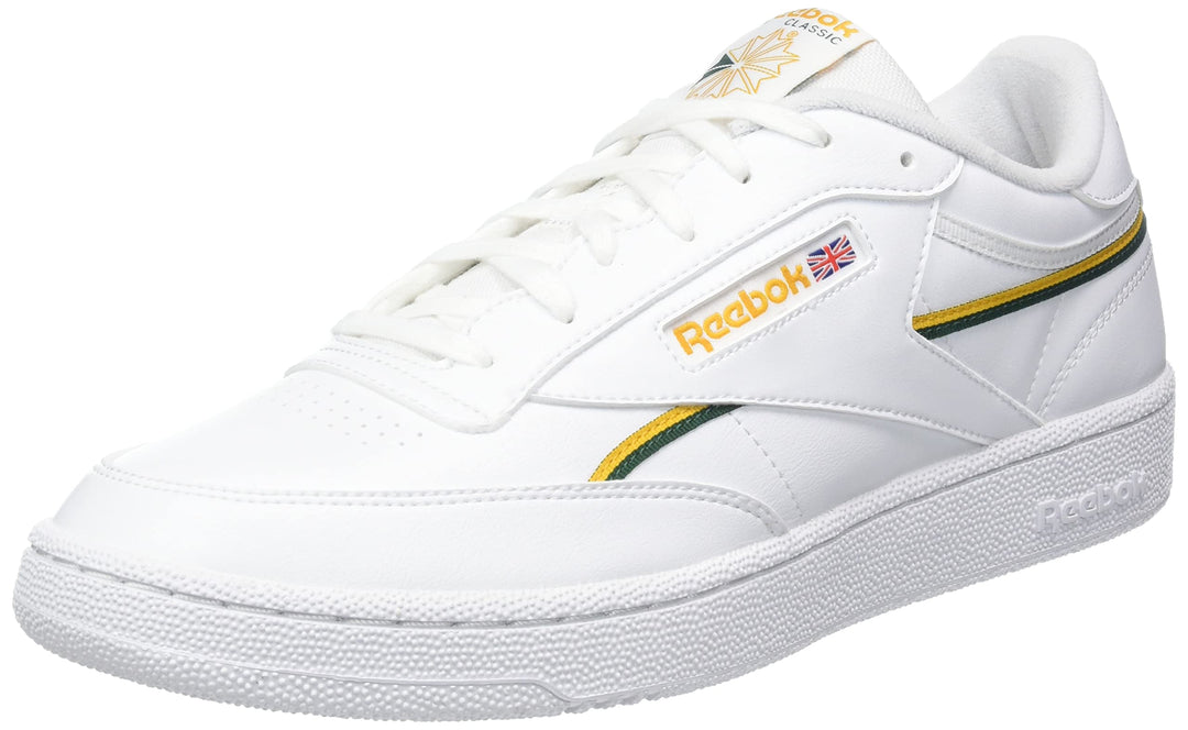 Reebok Herren Club C 85 Vegan Sneaker 40.5 EU Ftwr White Collegiate Gold Dark Green, 40.5 EU Ftwr Wh