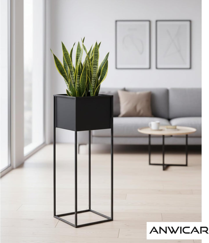 Blumenständer Metall Schwarz Höhe 100 cm - Pflanzenständer - Modern Deko Wohnzimmer - Salon Blumenho