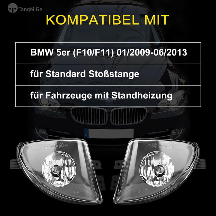 TangMiGe Nebelscheinwerfer Kompatibel mit BMW 5er F10 F11 01/2009-06/2013, für Standard Stossstange,