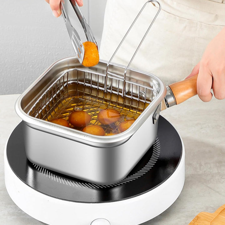 Fritteuse Mit Korb - Multifunktionale Bratpfanne,Spritzgeschützte Edelstahl Fritteuse Set Für Pommes