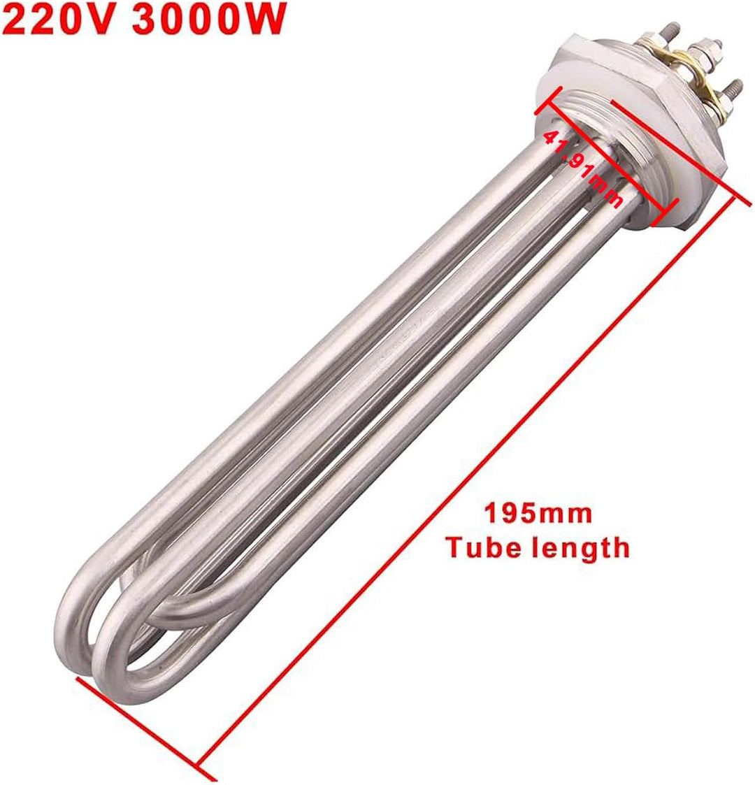 DERNORD 1-1/4 Zoll Heizelement 3U Typ Elektrischer Brühwassererhitzer BSP Gewinde Edelstahlflansch (