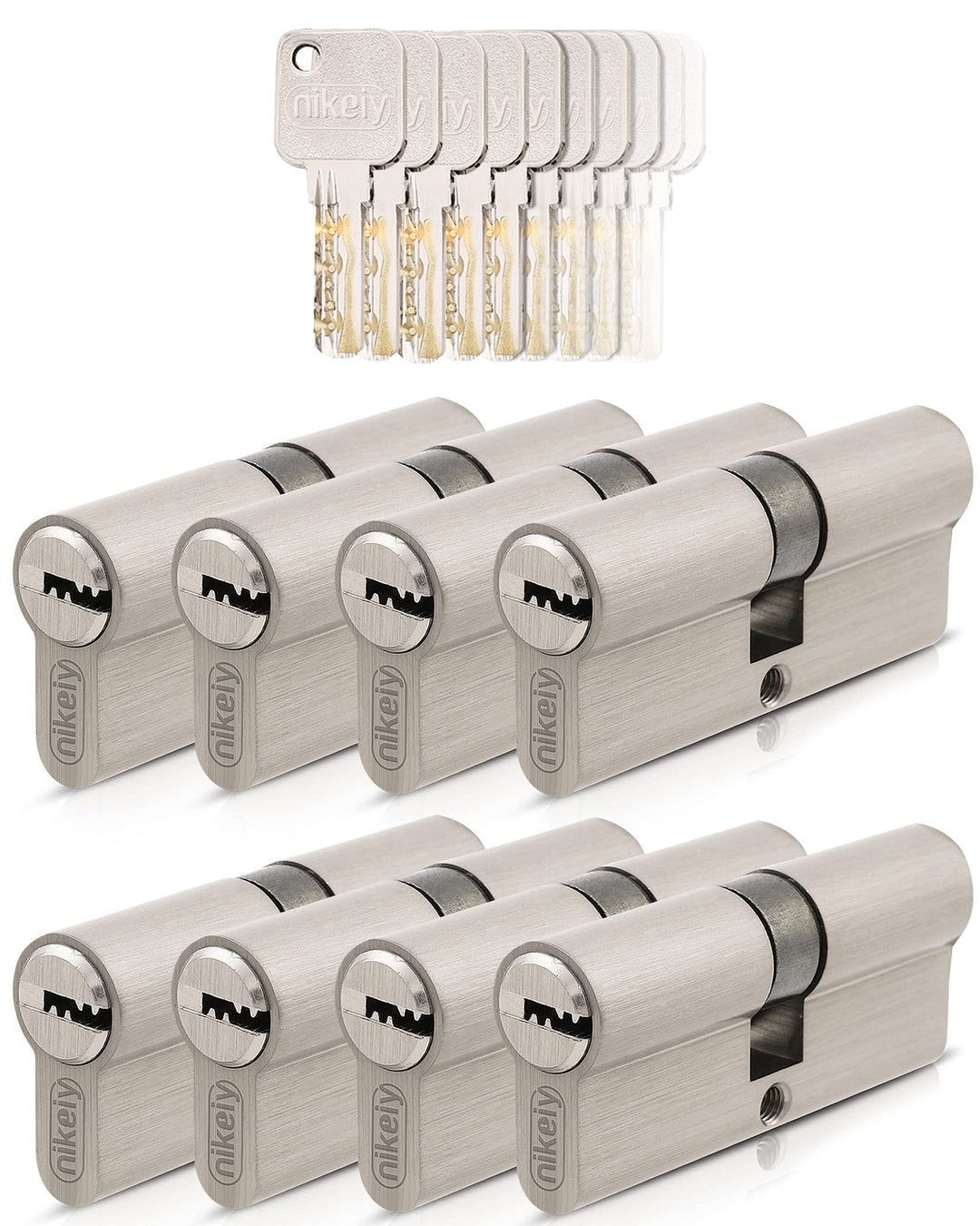 GERCAR Pro 8x Schliesszylinder 30/30 gleichschliessend Set 8 Profilzylinder inkl. 40 Schlüssel - 60