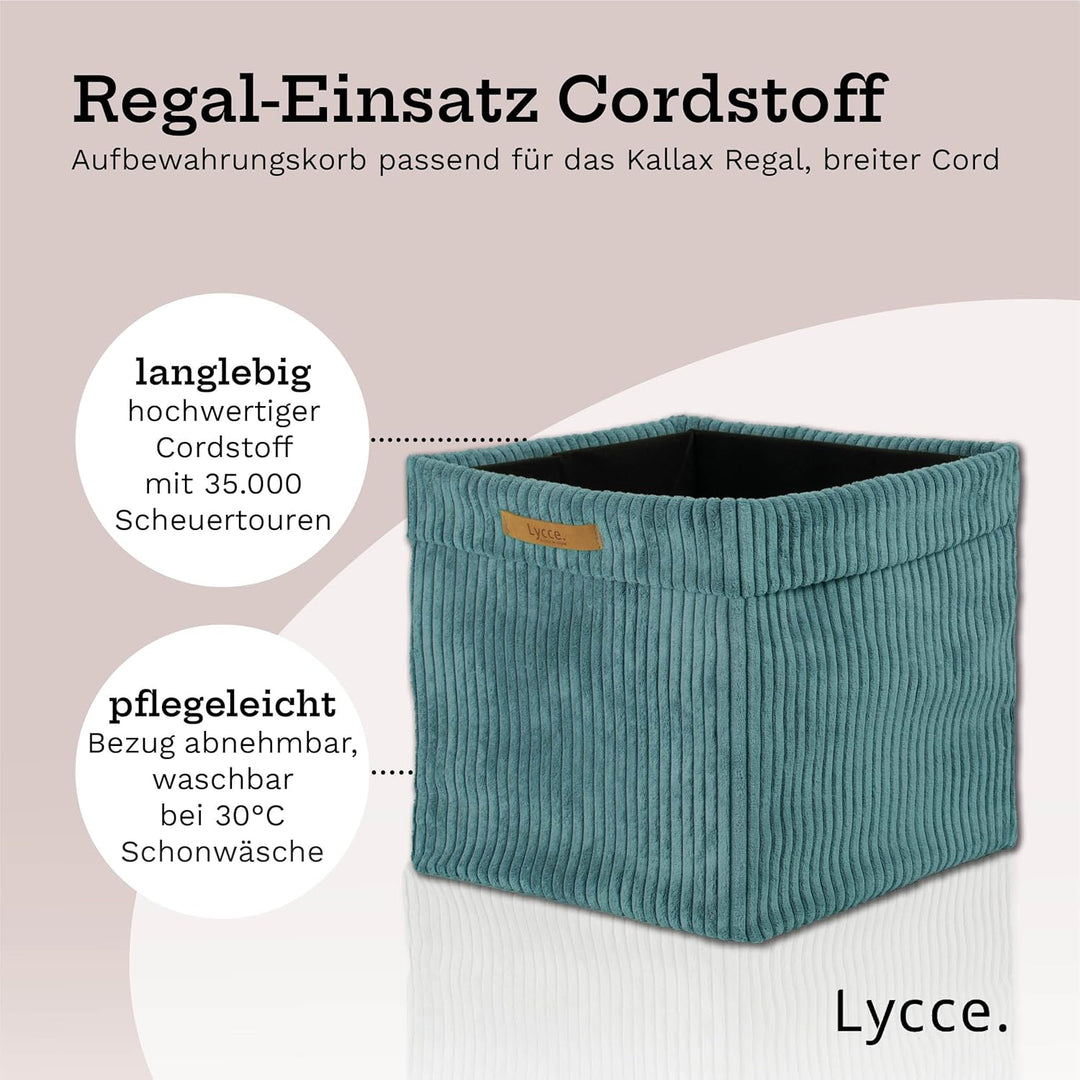 Kallax Box Cord | Aufbewahrungskorb für Kallax Regal | Faltbox 33 x 33 x H31 cm (türkis, 3er Set) Tü