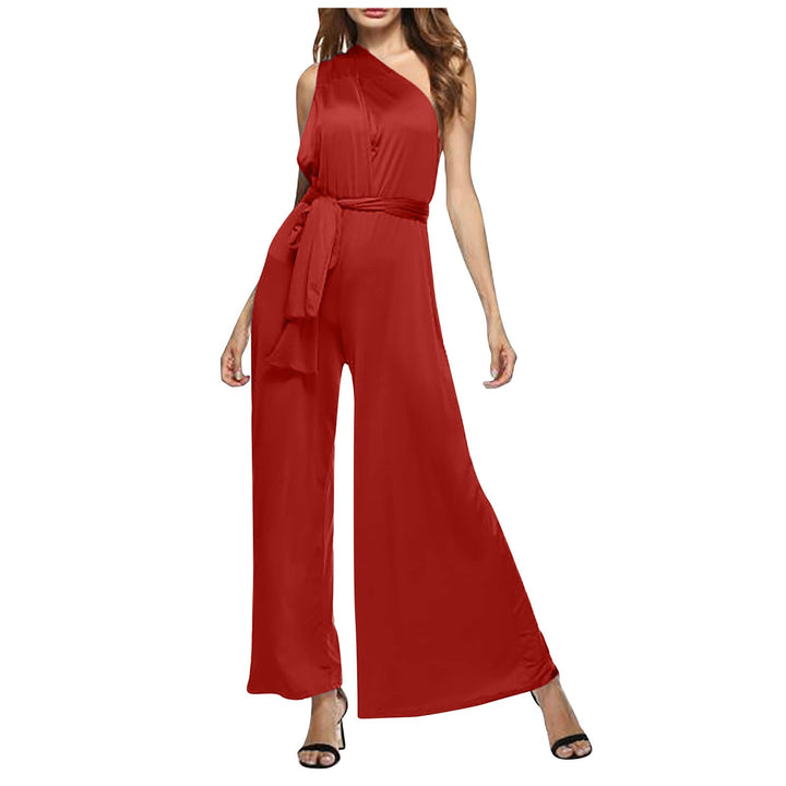 Ansenesna Jumpsuit Damen Sommer Lang Elegant Weites Bein Overall Frauen Rückenfrei V Ausschnitt Einf