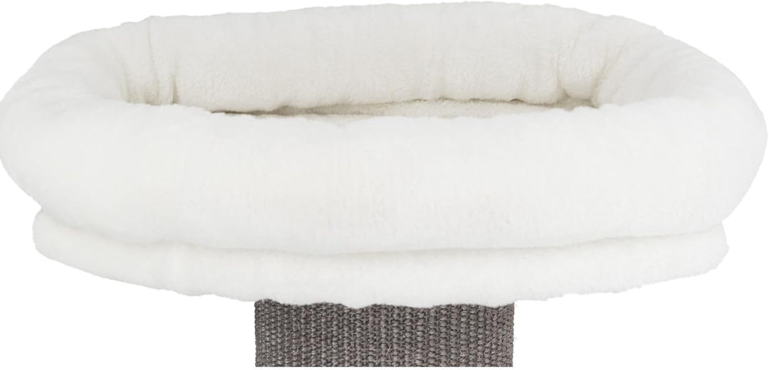 TRIXIE Kratzbaum Acadia 160 cm in weiss/grau – mehrstöckiger Katzenbaum mit gemütlichen Liegeflächen