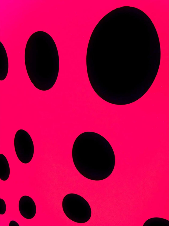 PSYWORK Schwarzlicht Segel Spandex | Mandala Dots | Pink | 3 x 3m | UV-aktiv | Leuchtend | Wandtuch