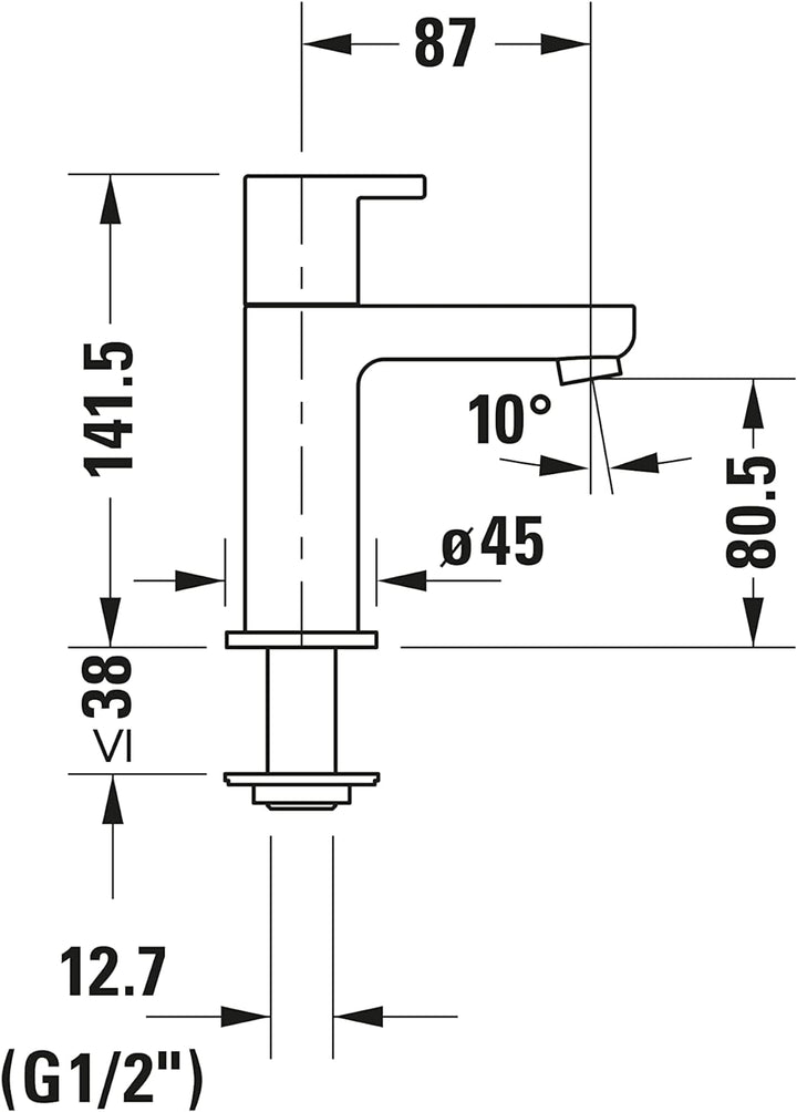 Duravit B.2 Standventil (Auslauf Höhe 89 mm), Kaltwasser Waschtischarmatur, Kaltwasserhahn Bad, Kalt