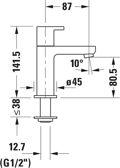 Duravit B.2 Standventil (Auslauf Höhe 89 mm), Kaltwasser Waschtischarmatur, Kaltwasserhahn Bad, Kalt