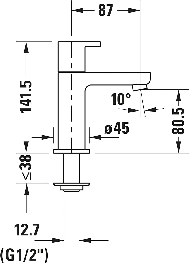 Duravit B.2 Standventil (Auslauf Höhe 89 mm), Kaltwasser Waschtischarmatur, Kaltwasserhahn Bad, Kalt