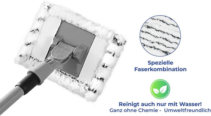 Maximex Teleskop Bad- und Fliesenwischer Profi, 360° Duo-Knickgelenk, Inkl. 2 Bezüge, Waschbar bis 6