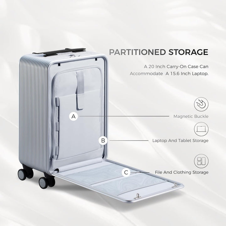 TUPLUS Koffer Aluminium Trolley Rollkoffer mit 4 Rollen Reisekoffer Handgepäck Hartschalenkoffer mit