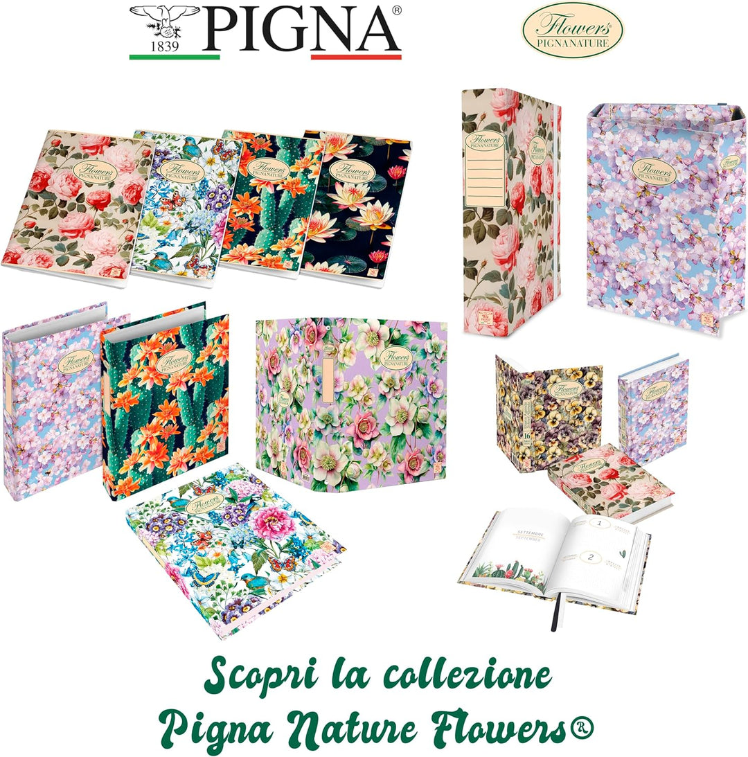 Pigna Nature Flowers 02182571R Notizbuch Spiralato f.to A4, gestreifte Notizbücher 1R, 5 Stück 1R ,