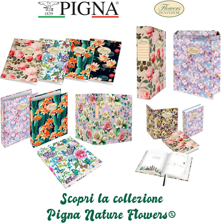 Pigna Nature Flowers 02182571R Notizbuch Spiralato f.to A4, gestreifte Notizbücher 1R, 5 Stück 1R ,
