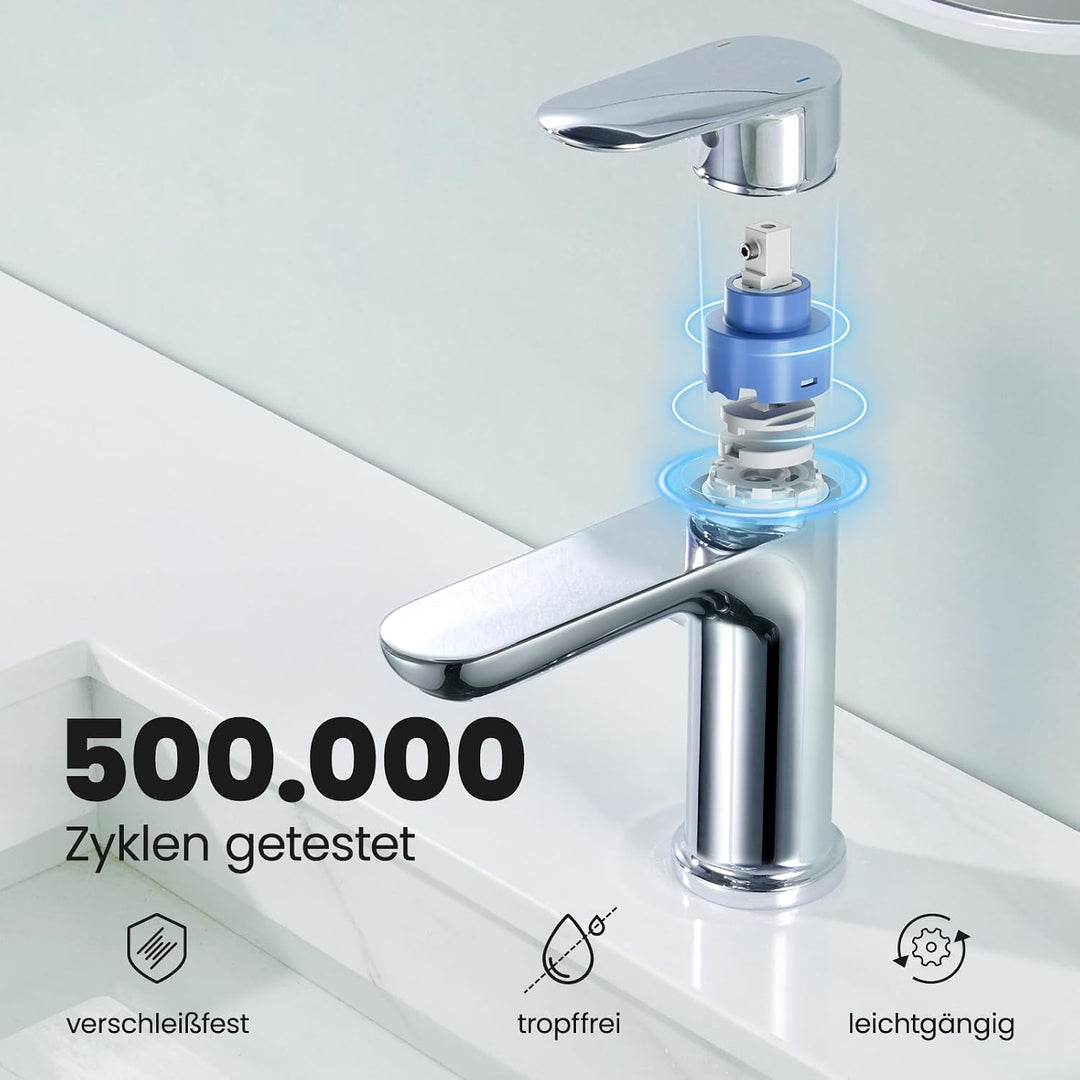CECIPA Wasserhahn Bad Bleifrei, Waschtischarmatur mit Auslauf Höhe 10cm | Hochdruck Waschbecken Arma