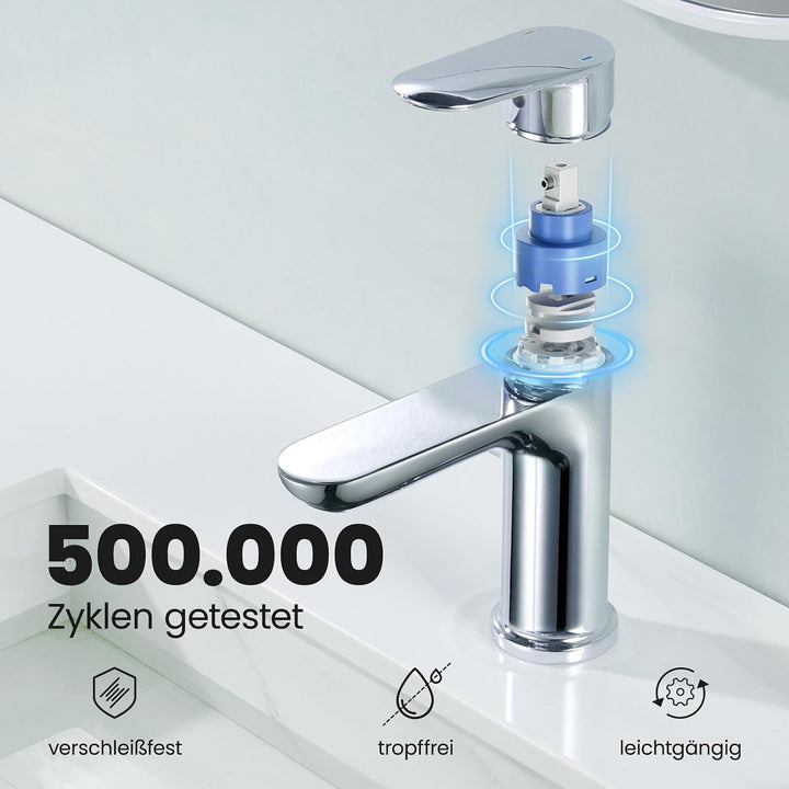 CECIPA Wasserhahn Bad Bleifrei, Waschtischarmatur mit Auslauf Höhe 10cm | Hochdruck Waschbecken Arma