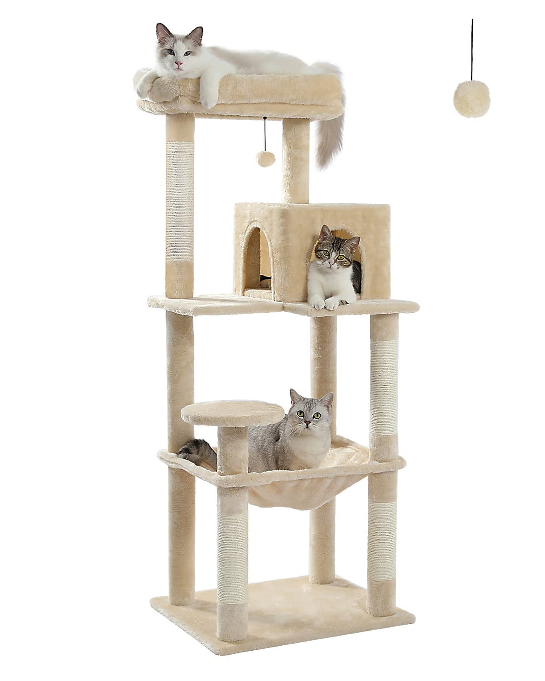 PAWZ Road Katzenbaum mit Metall-Plüsch-Hängematte, Katzenturm für ausgewachsene Katzen mit 2-türigem