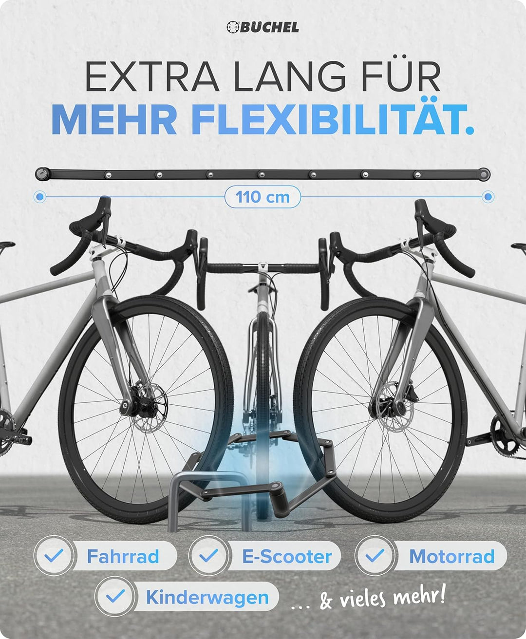 BÜCHEL Sekura - Faltschloss Fahrrad I sicherer Diebstahlschutz inkl. Halterung I aus gehärtetem Stah
