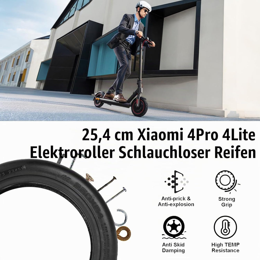2 Stück 250 * 54 Schlauchloser Reifen 10 Zoll Tubeless Reifen für Xiaomi 4Pro/ 4Lite Electric Scoote