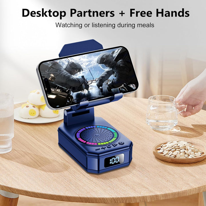 Bluetooth Lautscher, Mama, 4-in-1 Musikbox Bluetooth mit 7 LED-Farben und Handyhalterung, Lange Akku