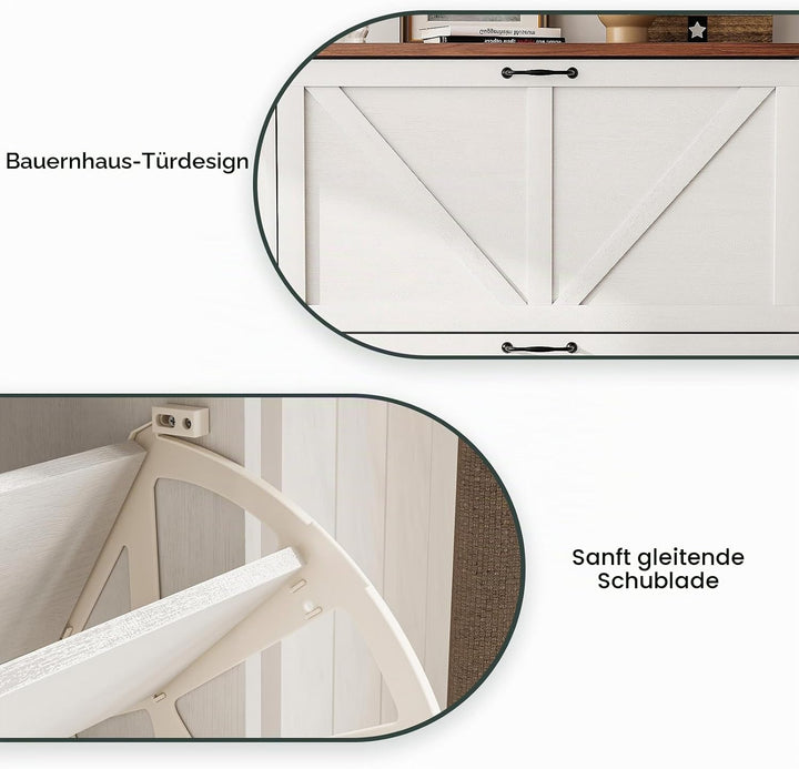 Smart FENDEE Schuhschrank, Schuhschrank für den Eingangsbereich, mit 2 Klappschubladen, schmaler Bau