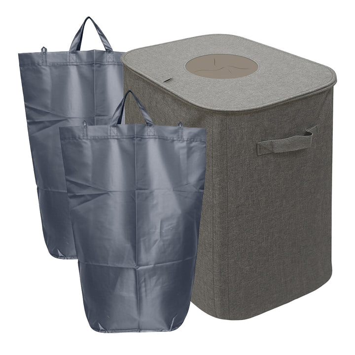 Relaxdays Pfandflaschen Sammelbehälter, 100 L, 2 Tragetaschen, abwischbar, Recycling, Flaschensammle
