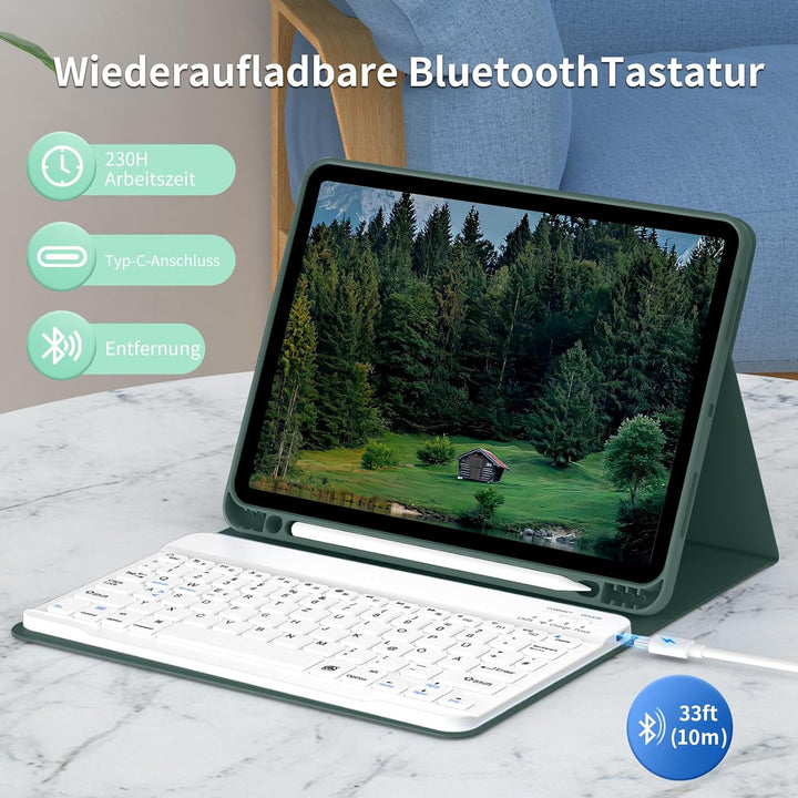 Hülle mit Tastatur für iPad A16 11.Generation 11 Zoll 2025, iPad 10. Generation 2022 10,9 Zoll, Blue