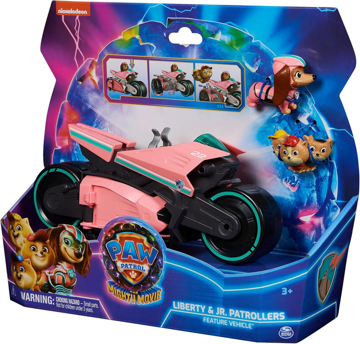 PAW Patrol The Mighty Movie - Motorrad Spielzeugfahrzeug mit Mighty Pups Liberty und Junior Patrolle